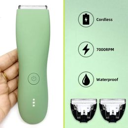 Body Hair Trimmer for Men Balls Waterproof Green Electric Shaver Trimmer Machine for Man Shaving Groin Trimmers Sensitive Areas 240111