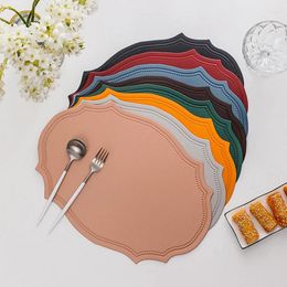 Table Mats Leather Placemats Irregular Shape Waterproof Pad For Kitchenware Coffee Cup Pot Plate Knife Fork Home Dining Mat