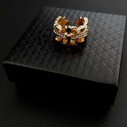 Designer CH Cross Chromes Brand Ring for Women Unisex Gold Diamond Open Ornament Heart Jewellery Fashion Classic Rings Lover Gifts New 2024 Free Shipping 29KR