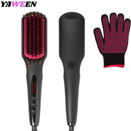 Negative ion Hair Straightener Brush Anti-Scald Portable Hair Styling Tools appliances Comb for Natural Thick Hair Women 240111