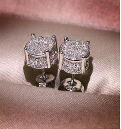Unisex Men Women Earrings Studs Yellow White Gold Plated Sparkling CZ Simulated Diamond Earrings For Men Women 3477590