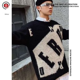 Melancholy Rich Second Generation Letter Mahai Sweater EED Black and White Round Neck OS High Street Knit