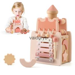 Intelligence toys Baby Wooden Castle Five in One Toys Multifunctional Percussion Instruments Drum Eight Tone Piano Montessori Toys Birthday Giftsvaiduryb