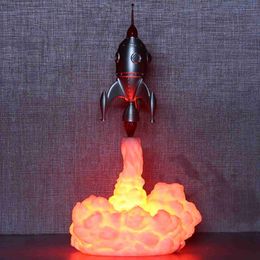 Night Lights 3D LED Bedroom Night Lamp Rocket Night Light USB Rechargeable Desk Lamps For Christmas Birthday Kids Gift Home Decoration YQ240112