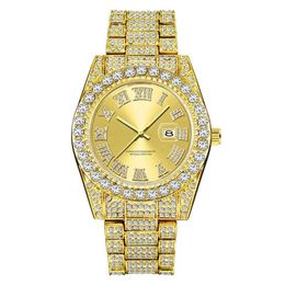 Water Ghost Gold Personalized Hiphop Business Full Diamond Trendy Calendar Quartz Watch Men's