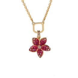 Swarovskis Necklace Designer Women Top Quality Pendant Necklaces Tropical Rainforest Pink Flower Necklace Women's Crystal Collar Chain