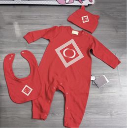 Cute Baby Brand Rompers Spring Autumn Newborn Long Sleeve Jumpsuits+Hats+Bibs 3pcs Set Infant Onesies Toddler Romper 0-24 Months
