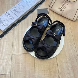 Designer Genuine Leather Sandals Buckle Luxury Brands chain Slides Female Flat Shoes Casual Comfortable Women Waterproof Slippers