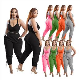 Designer Spring Tracksuits Clothes for Women 2024 Outfits Two Piece Set Solid Tracksuits Tank To Pants Sports suits Crop Top Sweatpants Casual Matching Sets 7554