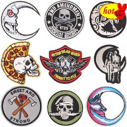 Skull Patch for Clothes Iron on Sew Jacket Motorcycle Biker Applique Embroidery Thermoadhesive Fusible Designer Mochila Transfer