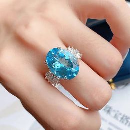 Cluster Rings Real S925 Sterling Silver Natural Sapphire Open Ring For Women Fine Wedding Bands 925 Jewelry Pure Gemstone