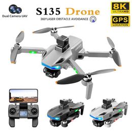 Drones New S135 RC Drone 5G WiFi FPV Brushless Motor GPS Return 8K HD Dual Camera 360 Laser Obstacle Avoidance RC Quadcopter Drone Toy