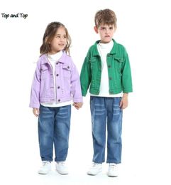 top and top Fashion Kids Girls Casual Breaken Denim Jacket Children boys Trench Coat Toddler Holes Outerwear Cowboy Clothing 211024336064