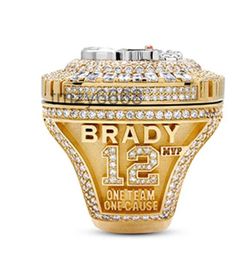 Three Stone Rings 2020-2021 Tampa Bay Buccanee Championship Ring Display Box Souvenir Fan Men Gift Wholesale Size 8-14 T8LI