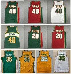 College Men Sports Shirt Detlef Schrempf White Green Red The Glove Gary Payton Vintage Reign Man Shawn Kemp Kevin Jersey Durant Al9880765