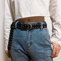 Belts Fashion Cowhide Women's Studded Belt Classic Vintage Simple Girl Metal Casual Dress Jeans Wild