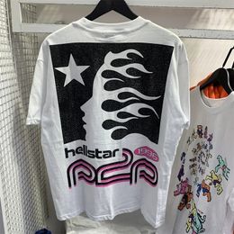 24ss printed Hellstar white women's T-shirt 1 1 high-quality pure cotton casual T-shirt for men's clothing 240112