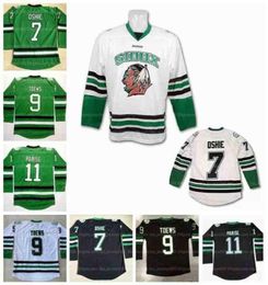 North Dakota Fighting Sioux Hawks College UND Hockey Jerseys 7 TJ Oshie 9 Jonathan Toews 11 Zach Parise Stitched White1479516