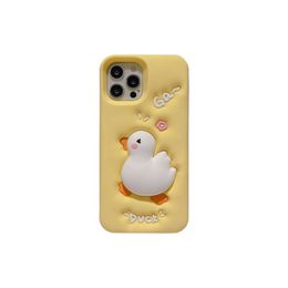 3D Soft Silicone Phone Cases for iphone 15 14 13 12 11 Pro Max 14pro 15 14promax Cartoon Cute Design Girls Protector Yellow Duck Fashion Cover 1pc