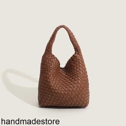 Venetaabottegas Small Handmade Woven Bag Large Capacity Tote Bag Simple Handheld Women's Bag Single Shoulder Underarm Bag Nylon Fabric Mother and Child Bag