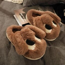 Slippers Women Winter House Warm Cotton Cute Lovely Cartoon Dog Indoor Bedroom Shoes Couples Thick Soled Non Slip Plush