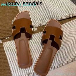 Luxury Orans Sandals Italy Piars Flat Slippers Pairs Genuine Leather Pairs 100% Loafer Classic Lazy Bath Ladies Large 35-42qq qq