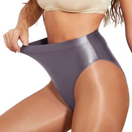 Separates sexy gloss briefs Bikinis tight High waisted fork elasticity Hip lifting swimming trunks Oily smooth underwear
