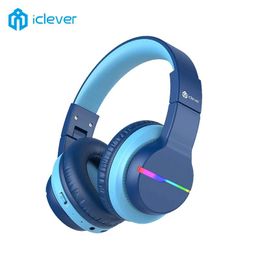 Headphones iClever BTH12 Kids Headphones Wireless Headset LED Lights Bluetooth Earphones With Stereo Volume Limited Builtin Mic Gamer Gift