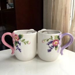 Mugs 350ml Korean Version Of Ceramic Couple Coffee Cup A Pair Hand-painted Cute Swan Mug Creative Water Wedding Gift