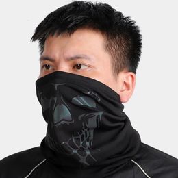 Skull Face Mask Outdoor Riding Mask Ski Skull Half Face Mask Ghost Scarf Multi Use Neck Warmer Winter Plus Cashmere 240112