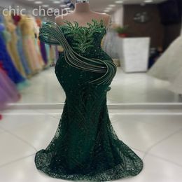 2024 Aso Ebi Dark Green Mermaid Prom Dress Sweetheart Sequined Crystals Evening Formal Party Second Reception Birthday Engagement Gowns Dresses Robe De Soiree ZJ40