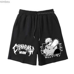 Men's Shorts Chains Man Shorts Power Shorts Cropped Pants Anime Denji Power Makima Fifth Pant Black Streetwear Shorts Men Summer TrousersL240111