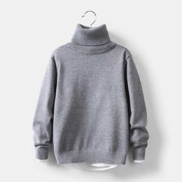 Pullover 2-12T Toddler Kid Boy Girl Clothes Autumn Winter Warm Pullover Top long sleeve turtleneck Knitted Sweater Casual Plain KnitwearL2401