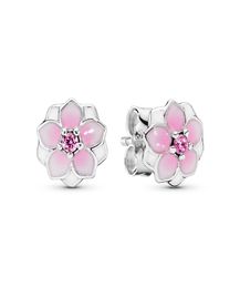 Authentic ALE 925 Sterling Silver Pink Enamel Magnolia Blooms Stud Earrings Women Luxury Fashion Jewelry Designer Earrings with Ch4560470