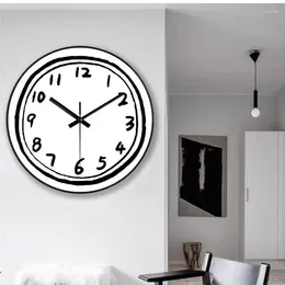 Wall Clocks Cartoon Graffiti Simple Clock Luxury Modern Home Creative Hand-Painted Fashion Living Room Mute Art