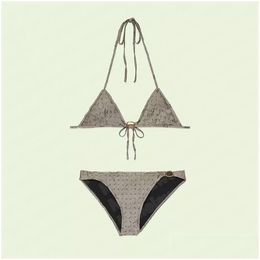 Women Designer Swimwear Two Piece Bikini Full Letter Print Bathingsuit Sexy Beach Wear