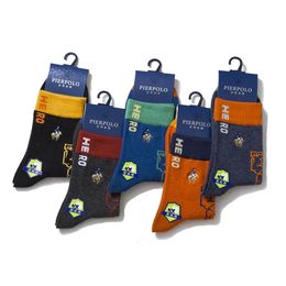 PIER POLO Socks Fashion Brand Men 5 PairsLot Crew Cotton Embroidery HERO For 240112