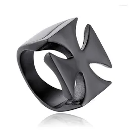 Cluster Rings Cross Knights Templar Ring For Men Stainless Steel Maltese Iron Simple Male Jewellery