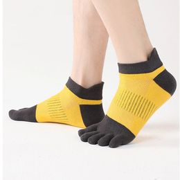 5 Pairs Ankle Sport Toe Socks Cotton Bright Color SweatAbsorbing AntiBacterial Run Fitness Travel Finger 4 Seasons 240112
