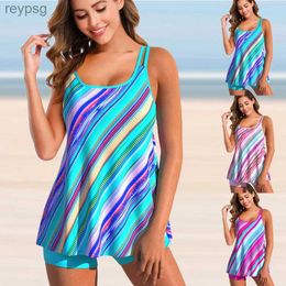 Women's Swimwear Trendy New Tankini Swimsuit Female Striped Suit Multicolor Summer Beachwear S-6XL YQ240112