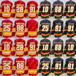 CUSTOM 28 Elias Lindholm Jersey 10 Jonathan Huberdeau 25 Jacob Markstrom 88 Andrew Mangiapane 91 Nazem Kadri 68 Jaromir Jagr Hockey''nHl Jer