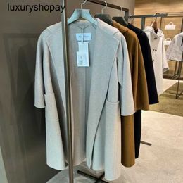 Maxmaras Womens Cashmere Coats Wrap Coat Camel Hair Wool Italian Purchasing Agent Labcro Water Ripple Cashmere Bathrobe Woolen Coat Ludmilla