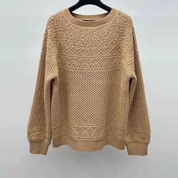 Women's Sweaters LP Chic High-quality Cashmere Knitted Sweater Fashion Leisure Hollow Out Top Soft Solid Colour Bubble Sleeve Minimalism