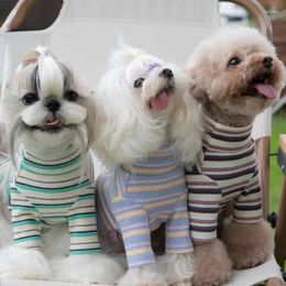 Dog Apparel Fashion Winter Pet Clothes Stripe Waffle Home Long Sleeve Cat Comfort Casual Undercoat Puppy