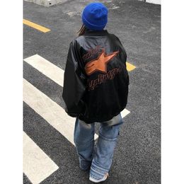 autumn and winter American retro street leather jacket female Y2K couple hip-hop loose casual wild baseball uniform jacket 240112