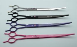 Whole Curve Scissors 657 9039039 24cm Brand Purple Dragon Hairdressing Scissors With Bag 440C Dogs Cats Pets Cutting S5487787