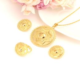 22 k Solid Gold Filled star polka dot Jewellery Set Habesha Eritrean Women Wedding Fashion Ring earrings pendant8580052