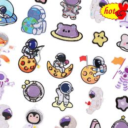 Patches for Clothing Kids Boys Space Astronaut Sew Stick on Embroidery Anime Small Thermal Adhesive Parches Ropa Infantil Fabric