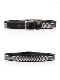 Belts Western Cow Leather Rivet Pentagram Design Rock Punk Stage Show Hip Men Belt Fashion Genuine Metal Pin Buckle