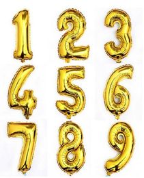 30 Inch Large Size Shining Gold Number Foil Balloons Birthday Wedding Party Christmas Decoration Kids Toy HJIA6542300888